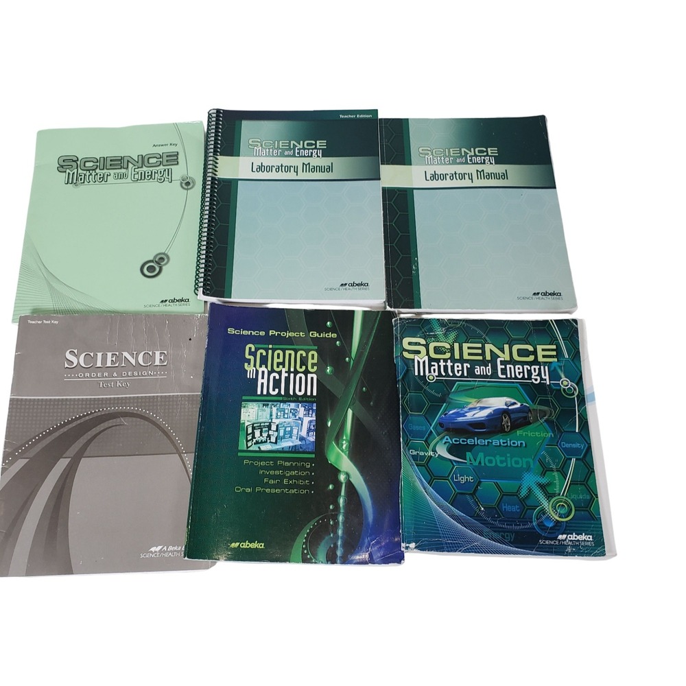 Abeka Science Matter and Energy Order and Design Textbook Lab Manual Key Lot 6pc